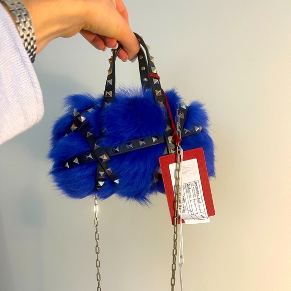 Acid Blue Fur Tote Valentino bag - Picture 8 of 9